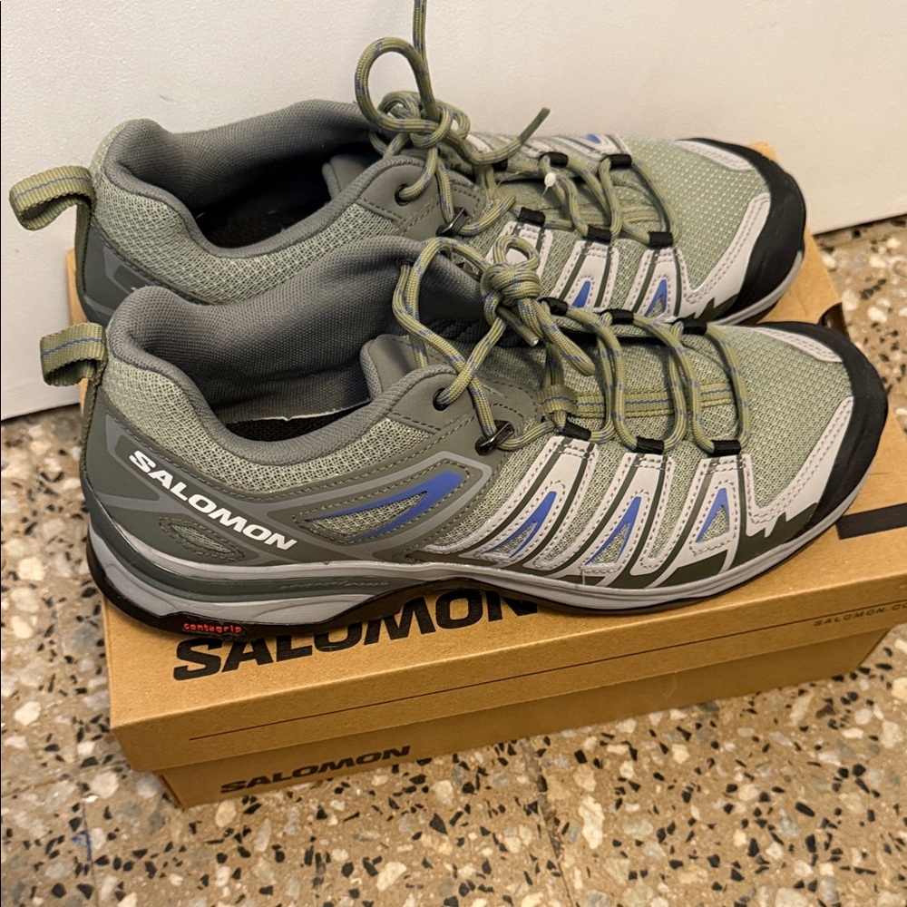 Salomon Olive and Blue Outdoor Sneakers